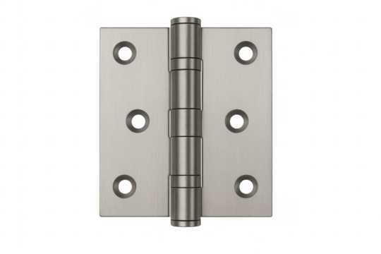 Metal brushed door hinge on transparent background