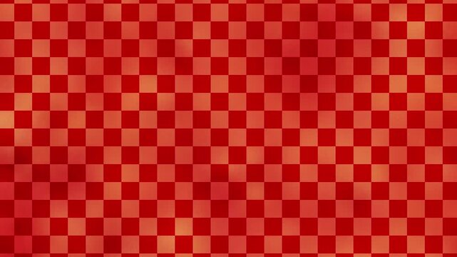 Elegant Traditional Ichimatsu Checkered Pattern Animated Background in Red Seamless 10 Second Loop
