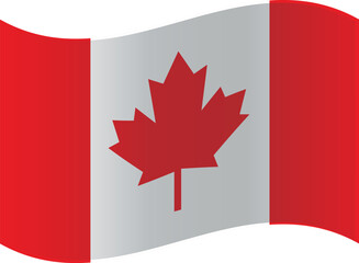 Waving Canada flag illustration a national symbol of Canada isolated on white background