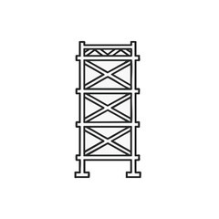 A black and white line art illustration of a scaffolding structure, perfect for construction, building, or architectural projects.
