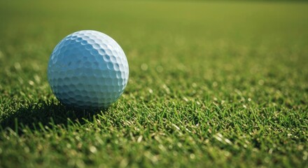 Obraz premium Golf ball resting on a green fairway