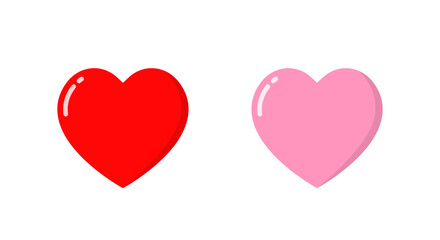 Red and pink heart icon in flat style. Love, romance, and affection symbol