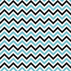 A seamless pattern featuring teal and black wavy, zigzag lines on white, ideal for fabric, skirts, dresses, rugs, tiles, or decorative paper.