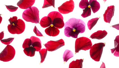 Floral Elegance Scattered Red and Purple Petals on White Background