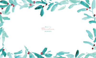 水彩画。水彩タッチのクリスマス植物背景フレーム。ヒイラギのクリスマスフレーム。ベクター化された水彩画。
Watercolor painting. Watercolor Christmas plant background frame. Christmas holly frame. Vectorized watercolor painting