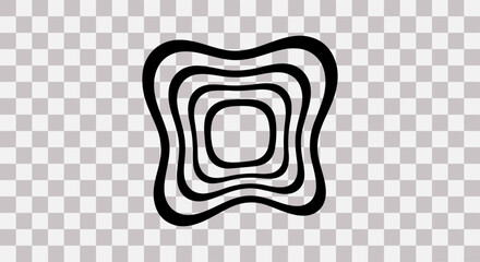 Abstract black and white tooth shape with concentric rings