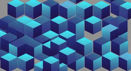 Obraz premium Abstract Isometric Blue Cubes Pattern Background perfect for website banner, presentation slide, digital wallpaper, graphic design element, social