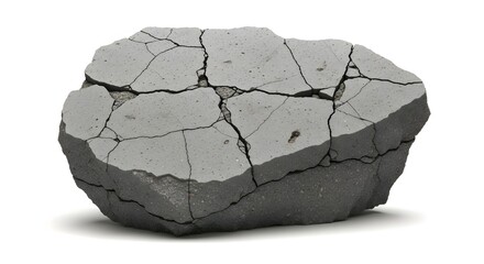 Broken Grey Concrete Piece Isolated on White perfect for website background, construction industry promotion, urban decay concept, material science