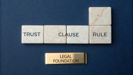 Obraz premium Concept of Legal Foundation with Stones Depicting Trust Clause Rule on Dark Background for Law and Business Imagery