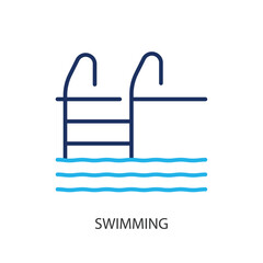 Swimming thin line icons. Original vector illustration.