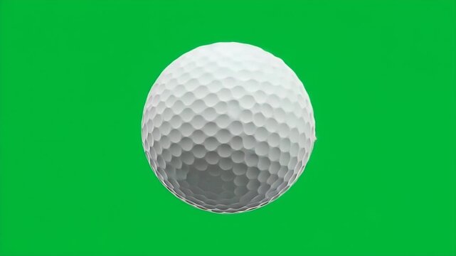 Golf ball spinning seamlessly against vibrant green background for sports motion graphics and advertising use