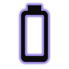 Glowing purple battery icon on a dark background symbolizing power and energy