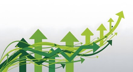 Dynamic Green Arrows Indicating Upward Trend and Growth perfect for business presentations, financial reports, website banners, marketing materials,