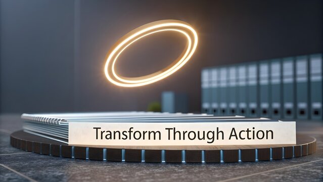 Glowing Ring Above Transformative Quote with Data Strips - Powered by Adobe