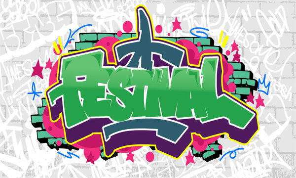 Graffiti Festival vector illustration of an abstract background with a map