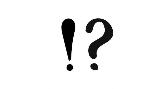 Animated hand drawn exclamation mark  and question mark  , suitable apps, video, movie and comic. alpha channel only 4k.