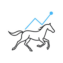 Running Horse with Stock Market Line Chart. Vector Icon of Rapid Business Growth, Speed, and Financial Success.