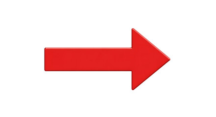 A bright red arrow pointing to the right isolated on white background