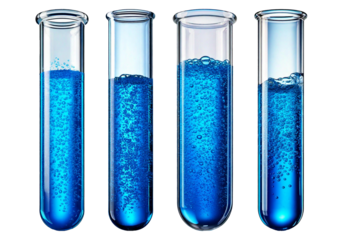 Set Test tube containing Blue liquid, commonly used in scientific or medical visuals isolated on transparent or white background