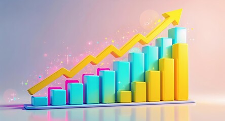 business graph on red background