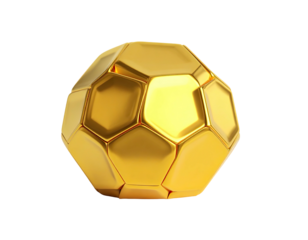 A glossy, golden dodecahedron-like object, isolated on a stark black background