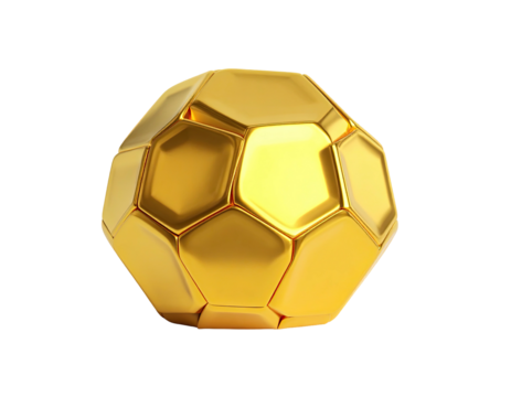 A glossy, golden dodecahedron-like object, isolated on a stark black background