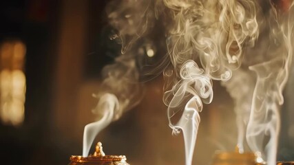 Ethereal Incense Smoke Rising: Tranquil Atmosphere, Spiritual Meditation, Calmness. - Powered by Adobe