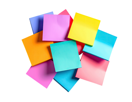 A vibrant cluster of square, sticky notes in a diverse array of colors - Powered by Adobe
