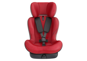 Front view of a car seat for a 2 year old on transparent or white background