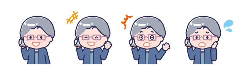 スマートフォンを使う「私服のシニア」の女性