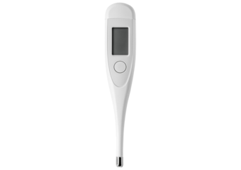 modern digital thermometer, electronic device used to measure temperature accurately isolated on transparent or white background