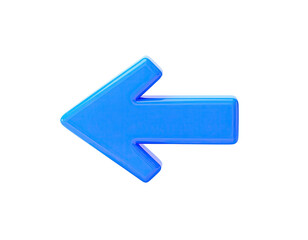Obraz premium A shiny, blue directional arrow pointing left, set against a black backdrop