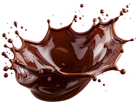 A splash of rich, glossy, dark brown liquid erupts, droplets flying outwards