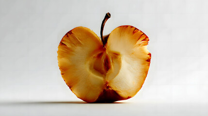  Eaten red apple core standing vertically