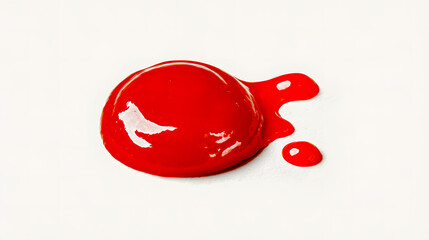 Splatter of red sauce on white