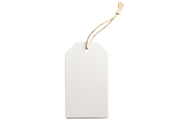 White craft paper tag isolated on transparent or white background