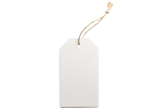 White craft paper tag isolated on transparent or white background