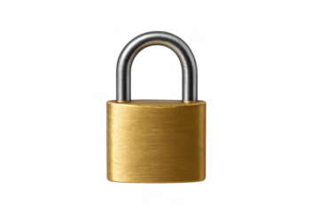 Brass padlock showing security and protection concept