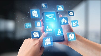 Concept of tax and financial management ensures compliance. This system streamlines tax processes,...