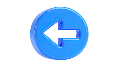 A 3D blue button shows a left-pointing arrow on a black background