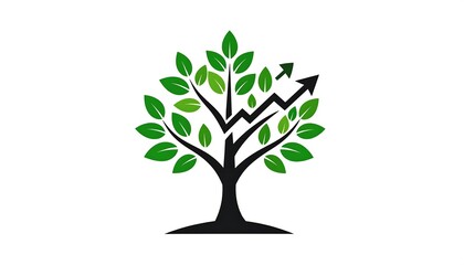 Obraz premium Growth and Sustainability - A Tree Symbolizing Financial Increase and Environmental Awareness.