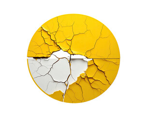 Cracked circular design, yellow and white segments contrasted against black