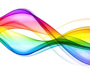 Vivid flowing abstract design with rainbow colors on a dark background