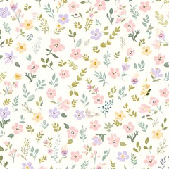Soft Watercolor Meadow Floral Background Wallpaper