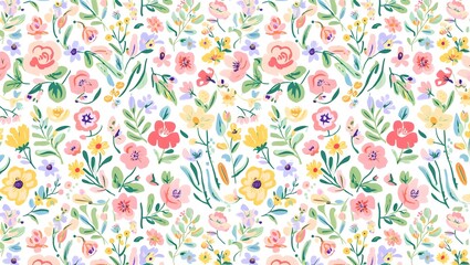 Soft Watercolor Meadow Floral Background Wallpaper