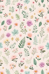 Soft Watercolor Meadow Floral Background Wallpaper