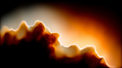 An energy transition concept expressed through glowing organic ridges representing rising heat, transformation and dynamic atmospheric change.
