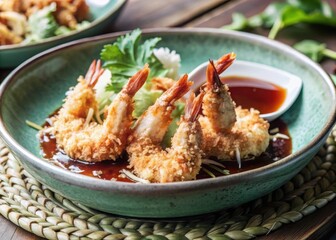A decadent dessert awaits Crispy coconut shrimp indulgence in sweet chili sauce