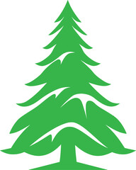 Green Pine or Fir Tree Vector Icon, Simple Stylized Christmas Tree Illustration