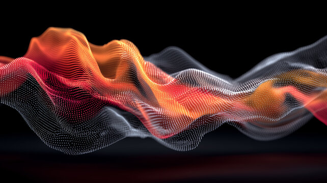 A flowing wave of luminous digital points representing data motion, analytical patterns and the dynamic structure of modern computational systems.

